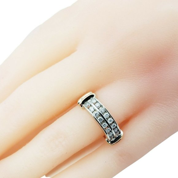 Vintage 14 Karat White/Yellow Gold and Diamond Ring Size 7.25 #11380 - Picture 8 of 8